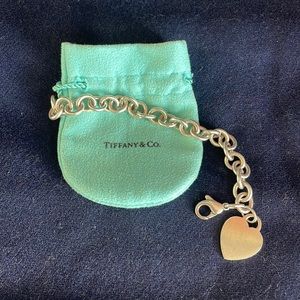 “The Tiffany Bracelet” 7.5” sterling silver heart bracelet.